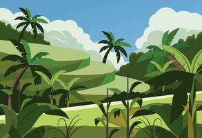 Rice field background vector