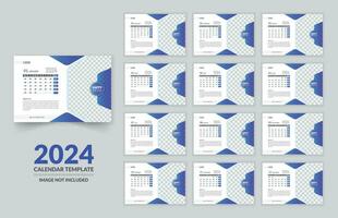 2024 desk calendar template design for modern corporate business, 12 months included Vector and editable.