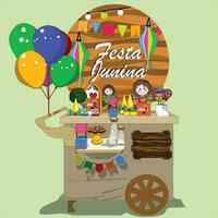 cartoon illustration of a mexican food cart vector