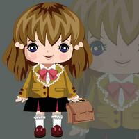 a cartoon girl in a school uniform holding a briefcase vector