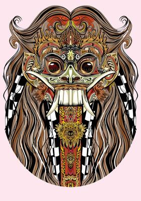 a vector image of a barongan mask from Bali, Indonesia