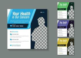 Best Medical Service square flyer and social media post template. Clinic or Hospital Digital Marketing Square Flyer Pro Vector