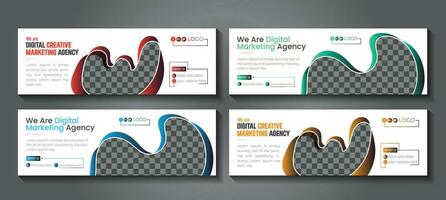Email signature, email footer template, digital marketing and corporate social media cover vector