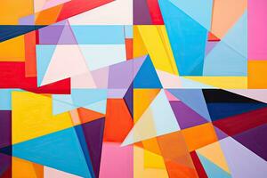 Colorful abstract background with geometric shapes in the form of triangles, colorful geometric abstract painting on a wall, AI Generated photo