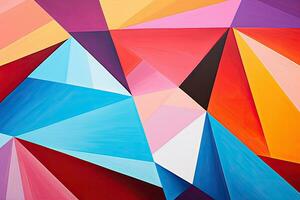 resumen antecedentes de vistoso poligonal triangulos. 3d hacer ilustración, vistoso geométrico resumen pintura en un muro, ai generado foto