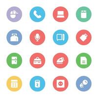 Set of Appliances and Tools Flat Round Icons vector