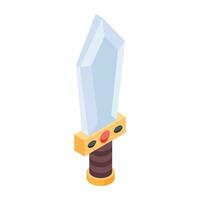 Easy to edit isometric icon depicting weapon vector