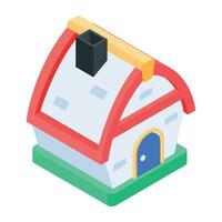 Grab an isometric icon depicting house building vector