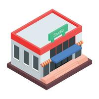 práctico isométrica icono de un estudio edificio vector