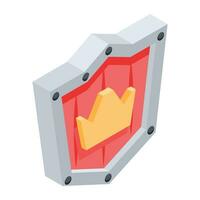 Grab isometric icon of royal shield vector