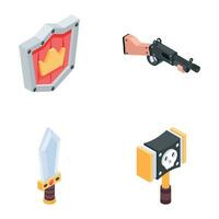 Set of Weapons Isometric Icons vector