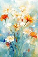 abstract floral art in the style of impressionist illustration photo