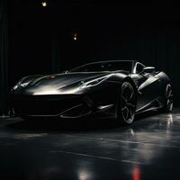 A luxurious, black sports car with a sleek design photo