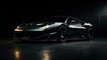 A luxurious, black sports car with a sleek design photo