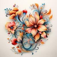 abstract floral art in the style of impressionist illustration photo