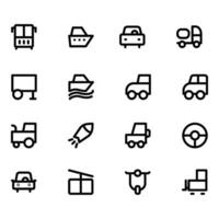 Pack of Rides Bold Outline Icons vector