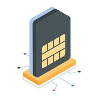 Get this isometric icon of mobile sim card vector