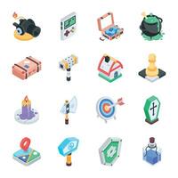 Pack of Game Elements Isometric Icons vector