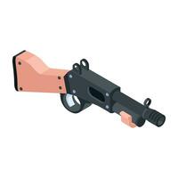 An editable isometric icon of mac gun vector