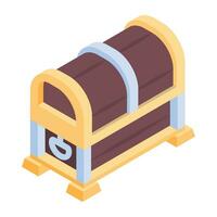 An isometric icon of fortune chest vector