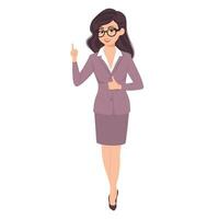 Pose character pose of businesswoman in suit set. Vector illustration