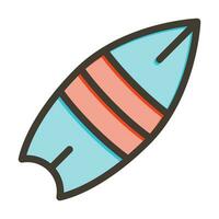 Surfboard Vector Thick Line Filled Colors Icon For Personal And Commercial Use.