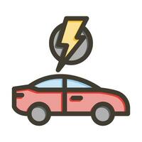 Electric Car Vector Thick Line Filled Colors Icon For Personal And Commercial Use.