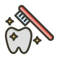Tooth Cleaning Vector Thick Line Filled Colors Icon For Personal And Commercial Use.