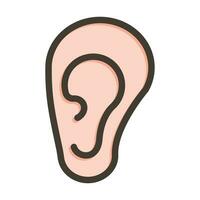 Ear Vector Thick Line Filled Colors Icon For Personal And Commercial Use.