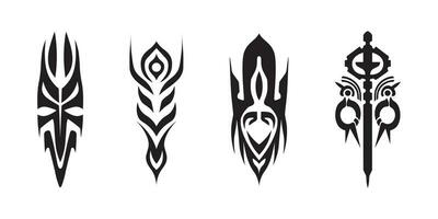 conjunto de cuatro frio simétrico tribal tatuaje diseño vector