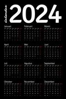 Classic monthly calendar for 2024. Calendar in the style of minimalist square shape. weeks starts on monday vector