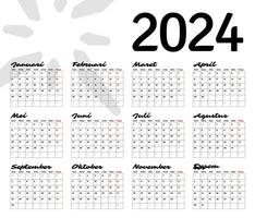 Classic monthly calendar for 2024. Calendar in the style of minimalist square shape. weeks starts on monday vector