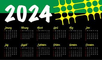 Calendar 2024 week start Sunday fun and modern design planner template. hype style vector