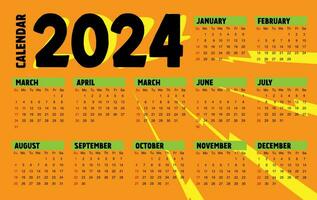 Classic monthly calendar for 2024. Calendar in the style of minimalist square shape. weeks starts on monday vector