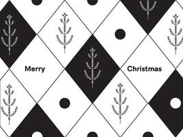 Merry Christmas postcard with Christmas trees, minimalism, simple , vector illustration, black and white, snow, scandinavian