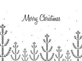 Merry Christmas postcard with Christmas trees, minimalism, simple , vector illustration, black and white, snow, scandinavian