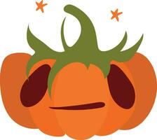 Vector pumpkin with sad face in cute cartoon style