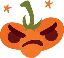 Pumpkin with angry face drawn in a cute cartoon style vector