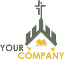 The cross and church logo is modern and minimalist. Suitable for religious logos for Catholics and Christians. vector