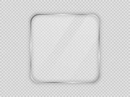 Glass plate in rounded square frame vector