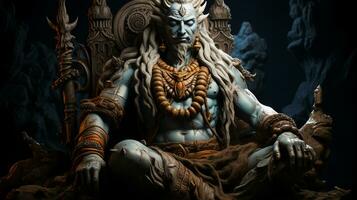 Shiva Hindu Deity Statue in Sacred Temple India, Ai Generated photo