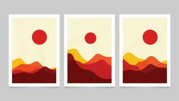Flat abstract landscape illustration covers collection vector