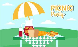 Picnic party celebration scene illustration vector