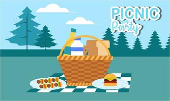 Picnic party celebration scene illustration vector