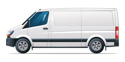 Car vector illustration. Cargo van side view isolated on white background