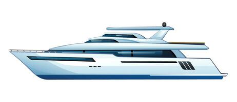 Yacht vector cartoon illustration. Speedboat isolated on white background