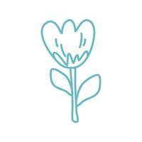 hand drawn flower and leaves line art vector