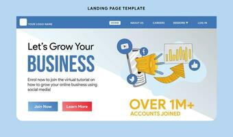 Digital marketing team constructing landing or home page vector