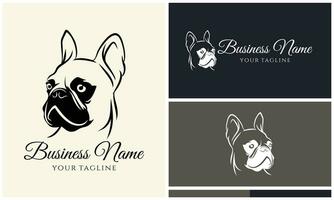 line art bulldog logo template vector