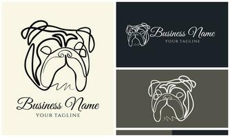 line art bulldog logo template vector